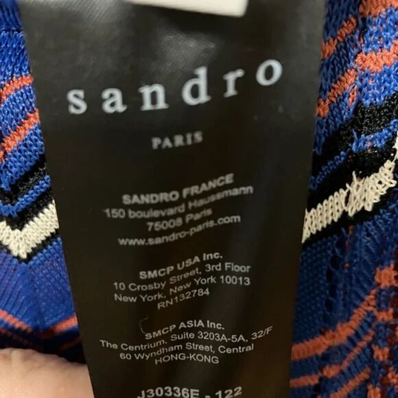 Sandro Paris Crocheted Skirt Chevron Small Stretchy Midi Elastic Waist boho - Picture 7 of 8